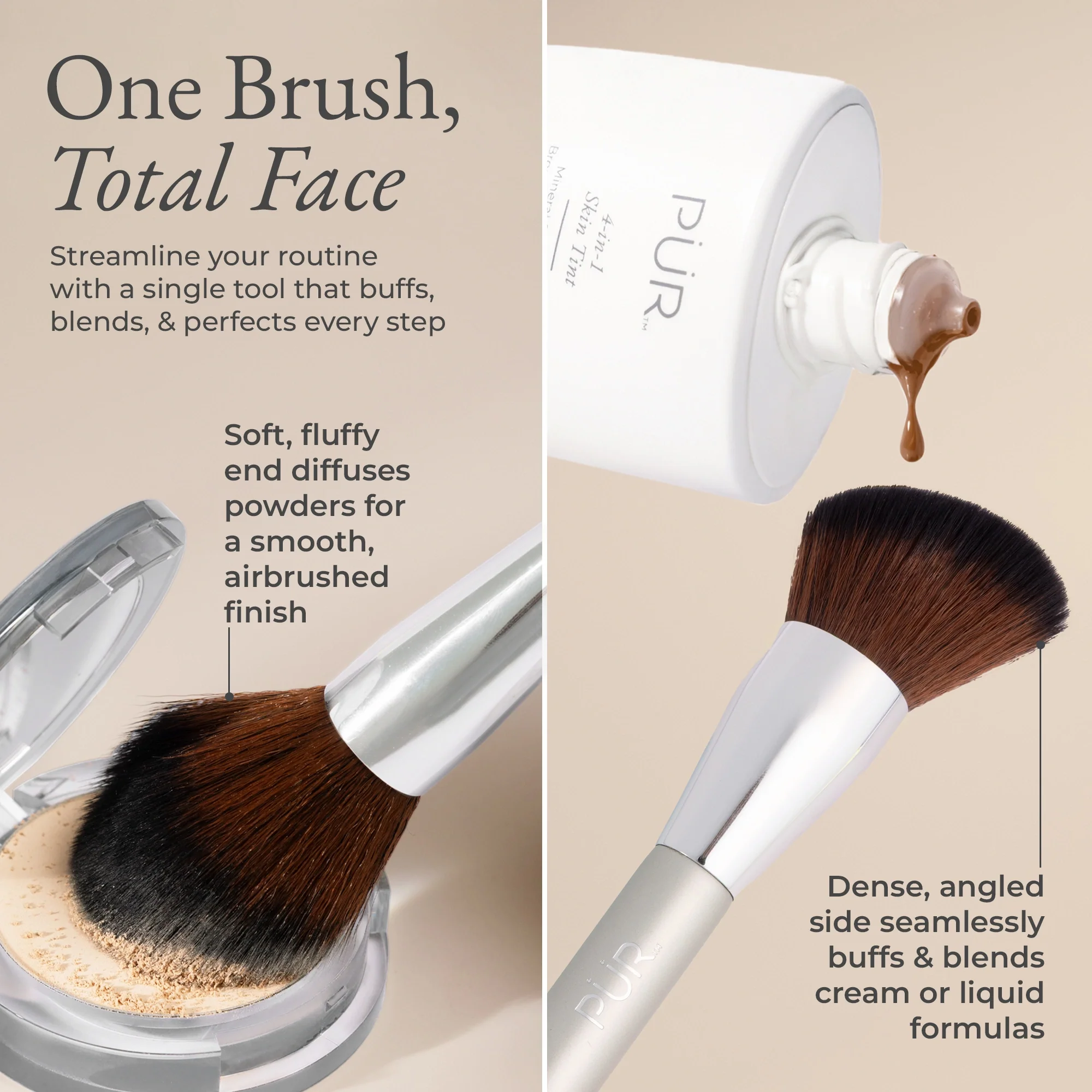 2-in-1 Foundation & Finishing Brush Cream-to-Powder Face Brush - Image 4