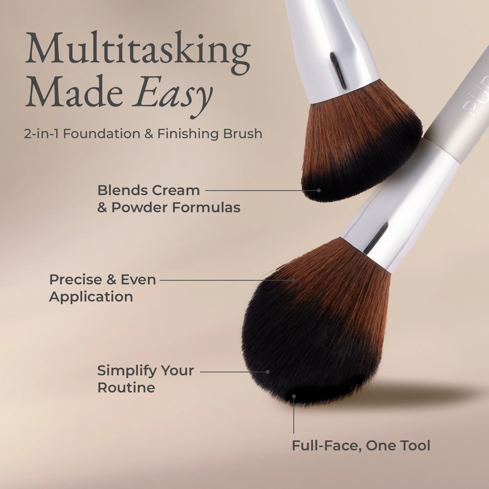 2-in-1 Foundation & Finishing Brush Cream-to-Powder Face Brush - Image 5
